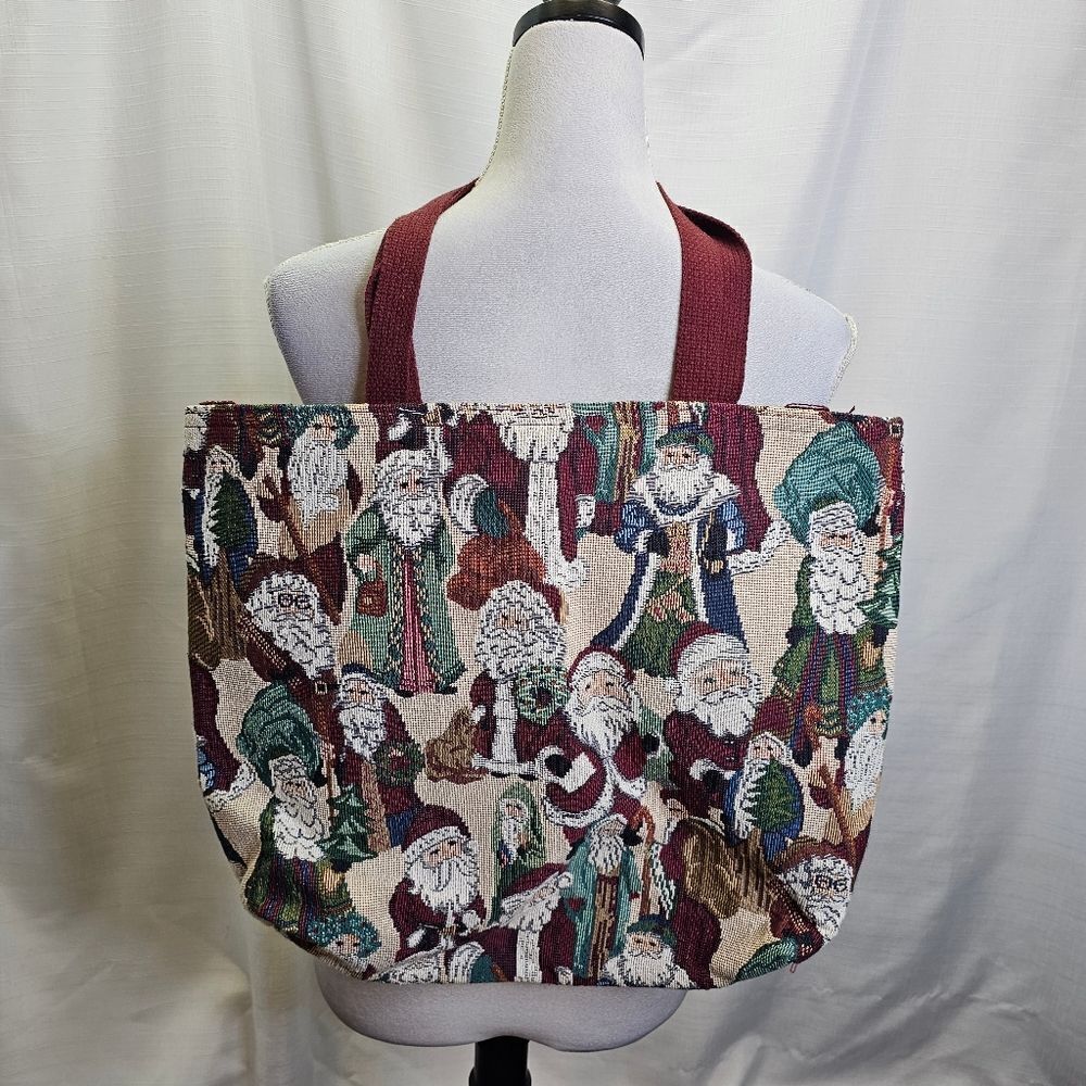 Vintage Christmas Santa Holiday Tapestry Tote Bag